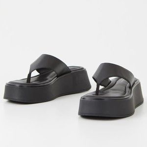 Black Platform Leather Sandals
